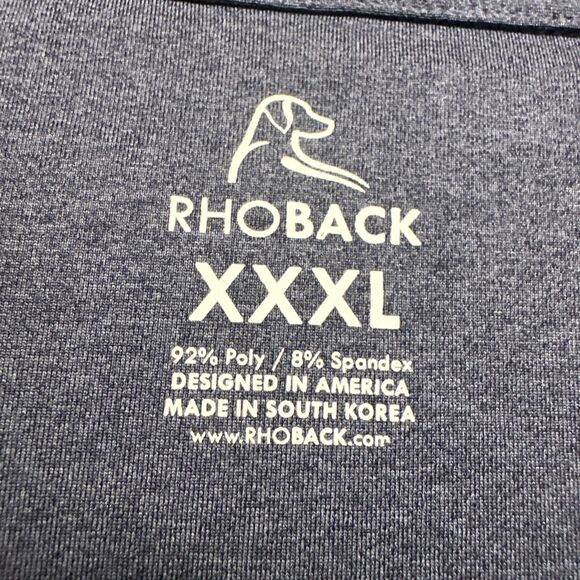 Rhoback Performance Polo Mens XXXL 3XL Solid Blue Heathered Golf Active - Picture 3 of 9
